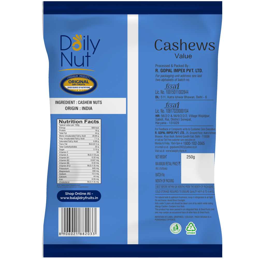 Daily Nut Cashew Value 250g