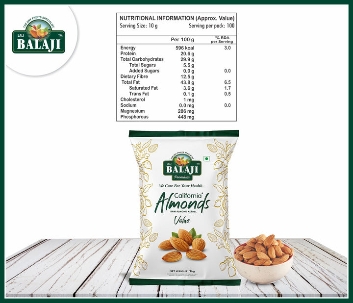 Lali Balaji California Almond | Badam 1000g (1kg)