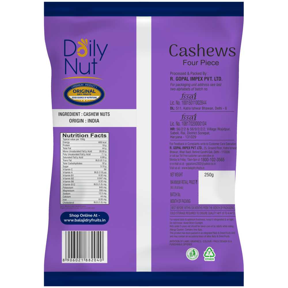 Daily Nut Cashew 4pc 250g